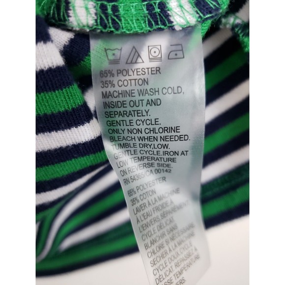 Allison Daley T-Shirt Top Short Sleeve Striped Studs Color  green navy  XL - Picture 4 of 6